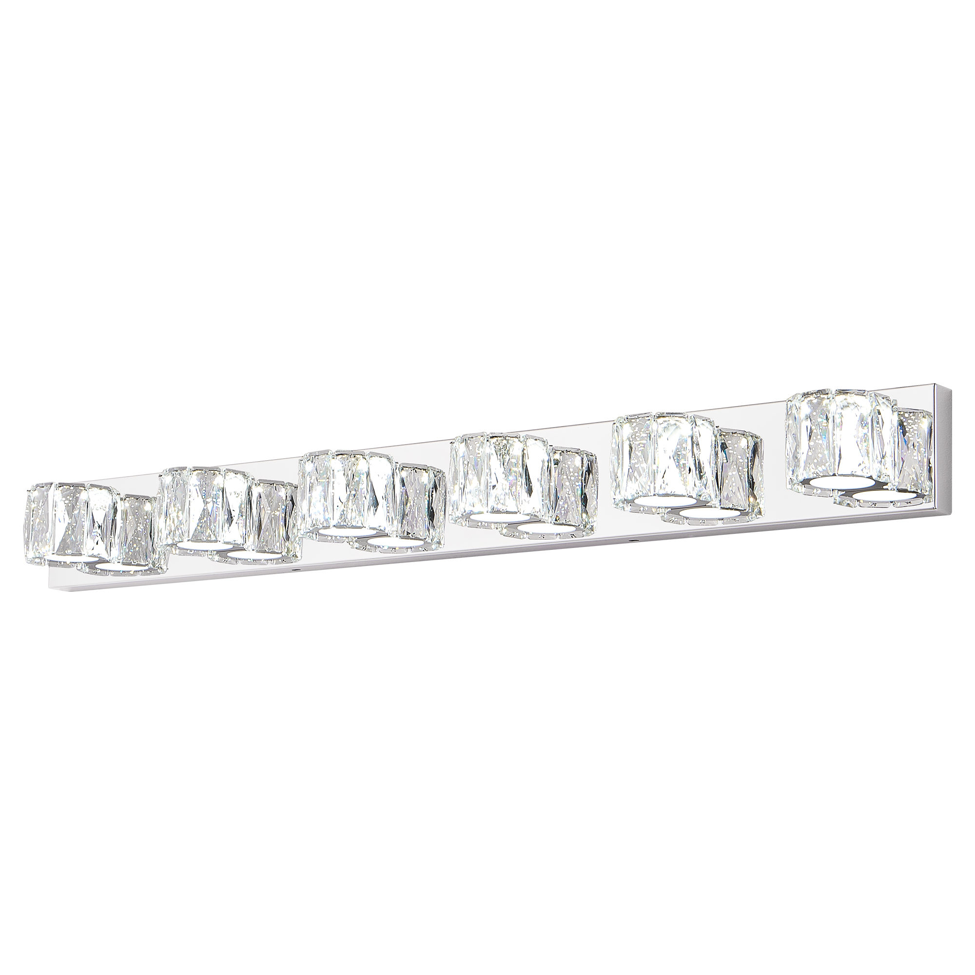 6 Lights Bathroom Crystal Modern Vanity Light 40.9in Vanity Lights for Bathroom - Dimmable LED Over Mirror Cool White Light Bath Light Fixtures Chrome