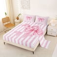 thumbnail image 2 of Erosebridal Pink Bows Bed Sheets For Girls,Dreamy Princess Bowknot Minimalist Geometric Lines King Sheets 4pcs, 2 of 6