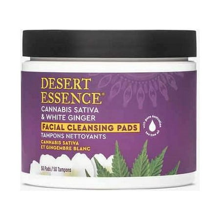 Desert Essence Cannabis Sativa and White Ginger Facial Cleansing Pads, 50 Ea, 6 Pack
