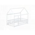 thumbnail image 6 of Twin Size Wooden Platform Bed Frame with Roof Frame, Safety Guardrails, White for Bedroom, 6 of 19