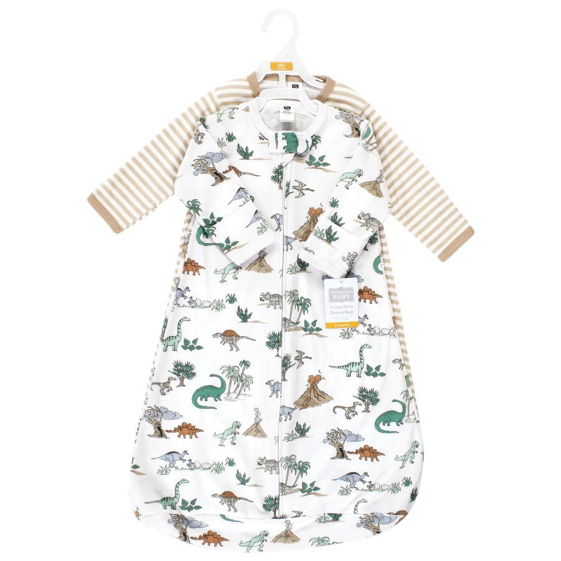 Hudson Baby Cotton Long-Sleeve Wearable Sleeping Bag, Sack, Blanket, Boy Dino World Long Sleeve, 3-9 Months
