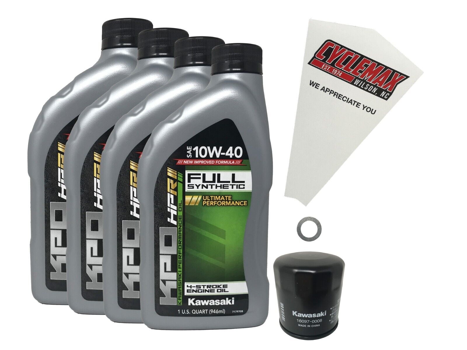 Cyclemax OEM FS 10W-40 Oil Change Kit fits 2012-2023 Kawasaki