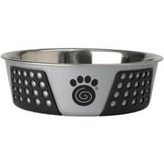 Angle View: Pet Rageous Designs Gray & Black 3.75-Cup Stainless Steel Poly Pet Bowl