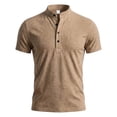 thumbnail image 6 of Awdenio Shirts for Men Short Sleeve Henley T-Shirt Casual Solid Color Button-up Henley Shirt V Neck Tee Tops, 6 of 6