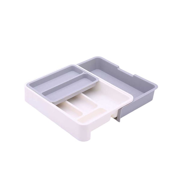 Bandeja extensible para cubiertos, organizador de cajones, cafetería, cocina, cubiertos, vajilla, palillos, soporte de almacenamiento, divisor Almacenamiento y organización del hogar Gris claro Yuarrent HA066651-01B
