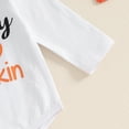 thumbnail image 3 of Newborn Baby Girl Halloween Outfits Long Sleeve Romper Tops Pumpkin Bell-Bottom Flare Pants Headband Infant Fall 3Pcs Clothes Set, 3 of 8