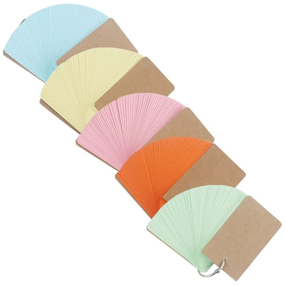 LEXSOMEO 5pcs Index Cards with Holes Punched Flash Cards with Rings Studying Note Cards for Adults