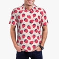 thumbnail image 3 of Balery Strawberry Printed Men’s Short Sleeve Polo Shirt, Midweight Men's Shirt,Golf Polo shirts -X-Large, 3 of 9