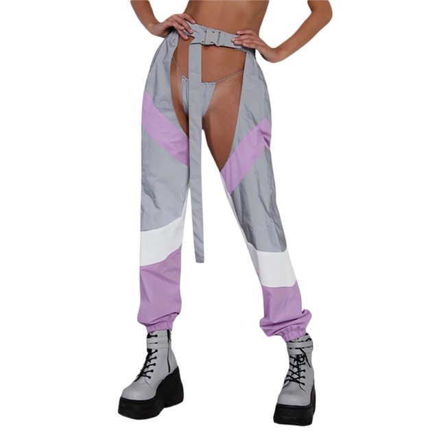 Pantalones de mujer con corte sexy y patchwork/pantalones sueltos con botones de colores sólidos para uso en discotecas