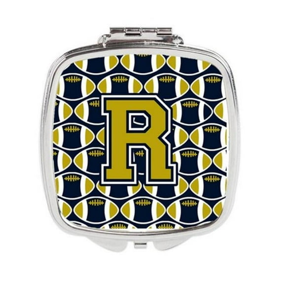 Carolines Treasures  Letter R Football Blue & Gold Compact Mirror