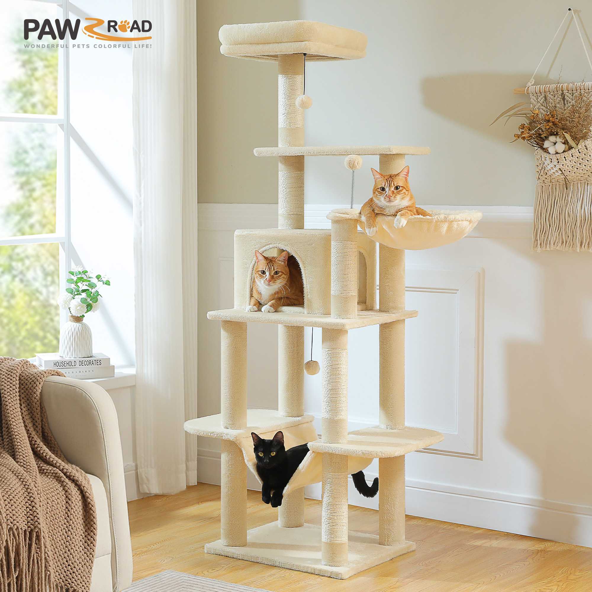 Pawz Road 64" Large Cat Tree with Multi-Level Posts photo 3