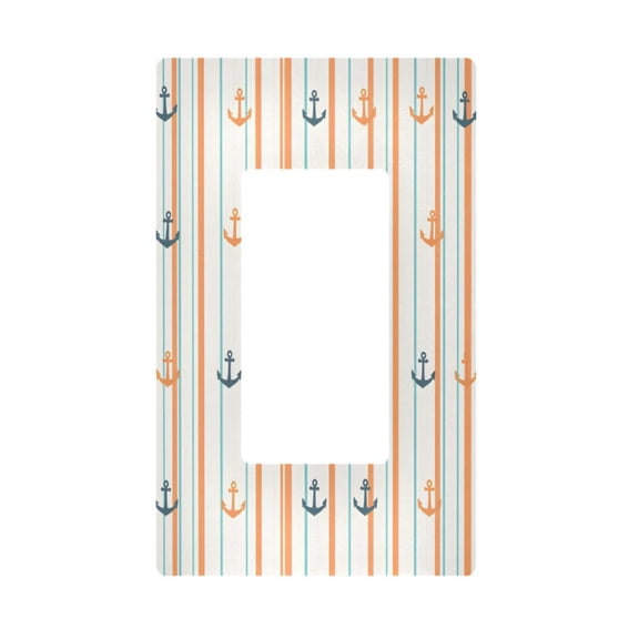 Yayeee Rocker Switch Wall Plate 1-Gang 4.6"x2.9" Home Decorative Outlet Cover, Beige Nautical Pattern