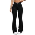 thumbnail image 4 of BODOAO Flare Jeans for Women High Waisted Denim Pants with Fitted Hip and Thigh Wide Flared Leg Classic Five Pocket Bell Bottom Silhouette Casual Everyday Jeans Black L, 4 of 7