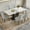 Table+6 Light Gray Chairs, variant on JUFU Dining Table Set for 6, 71'' White Marble Dining Table and Chairs, Modern Kitchen Table Set for 6,with 6 White&Gray PU Leather Upholstered Dining Chairs, Dinner Table Set for Dining Room