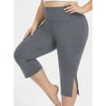 thumbnail image 4 of FlorCurve Plus Size Capri Leggings for WomenTummy Control Cropped Pants Stretch Athletic Leggings, Gray XL, 4 of 7