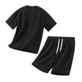 thumbnail image 3 of USNSM Men's Summer 2 Piece Outfits, Ice Silk Thin Loose Crewneck Shirts and Shorts Loungewear Tracksuit Sets with Pockets Black XXXXL, 3 of 5