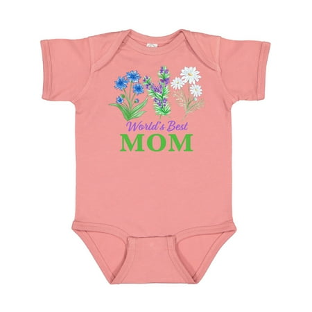 

Inktastic World s Best Mom with Wildflowers Gift Baby Boy or Baby Girl Bodysuit