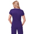 thumbnail image 2 of Koi Women's "Mackenzie" Zipper V-Neck Scrub Top-Grape-Small, 2 of 3