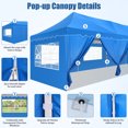 thumbnail image 6 of 10'x30' EZ Outdoor Pop Up Canopy Tent, Waterproof and Sunproof Beach Canopy with 8 Removable Sidewalls, Heavy Duty Party Wedding Canopy, Height Adjustable Comes with 4 Sandbags, Rolling Bag (Blue), 6 of 9