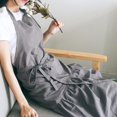 thumbnail image 2 of Fishtail Apron for Women Soft Cotton Japanese Style Artists Smock Kitchen Baking with Pockets, 2 of 5