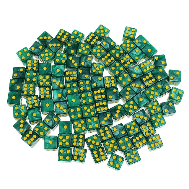 100pcs 6-echaron a un lado los dados del punto de los dados 14m m para los juegos de mesa, los dados del partido de los dados verdes Sunnimix Dados D6