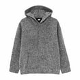 thumbnail image 5 of MIASHUI Men's Tweed Woven Pullover Hoodie Fall Winter Lined American Style Oversized Casual Jacket Grey,M, 5 of 5