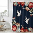 thumbnail image 6 of Navy Blue Crane Shower Curtain Set - 48" x 72" Washable Bathtub Curtain with 12 Hooks, Vintage Red Teal Spring Floral Botanical Waterproof Fabric Stall Shower Curtains for Bathroom/Bathtub Décor, 6 of 6