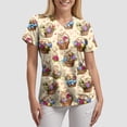 thumbnail image 5 of GEWSEY Easter Scrub Tops Women Cute Bunny Colorful Eggs Print Nursing Scrubs Plus Size V Neck Short Sleeve Nurse Uniform (Khaki, L), 5 of 7