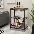 thumbnail image 1 of 3-Tier Bar Carts Kitchen Serving Utility Cart on Wheels with Storage for Outdoor,Kitchen,Club,Living Room, Wood Furniture with Metal Frame, 1 of 8