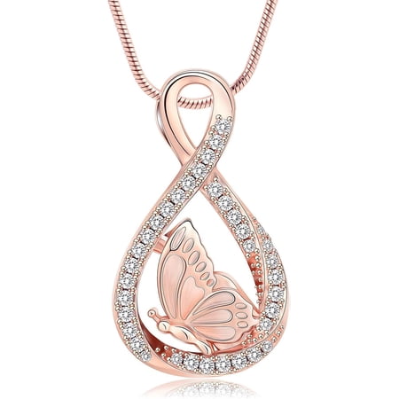 Cremation Jewelry Infinity Urn Necklace for Ashes Butterfly Cremation Urn Pendant Keepsake Jewelry Memorial Ashes Hold Necklace