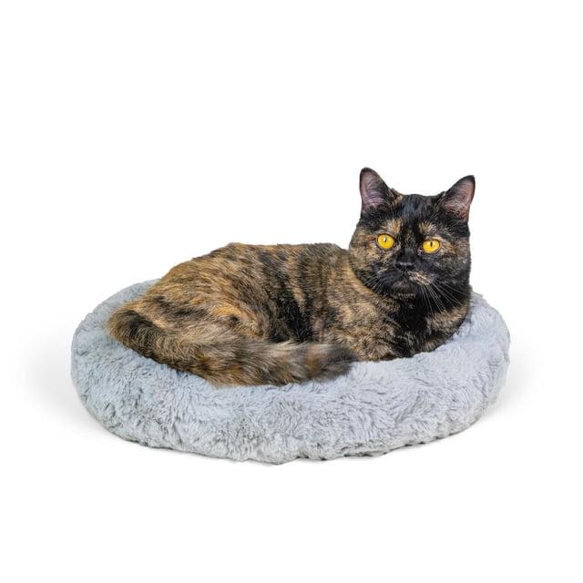 Catstages Faux Fur Self Warming Grey Cat Bed