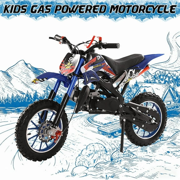 49cc 2-Stroke Kids Dirt Bike,Toddler Gas Power Motocross Off Road Mini Motorcycle Vehicles Children Pocket Motorbike with Front Rear Disc Brakes Ideal Birthday for 6-12 Boy Girl