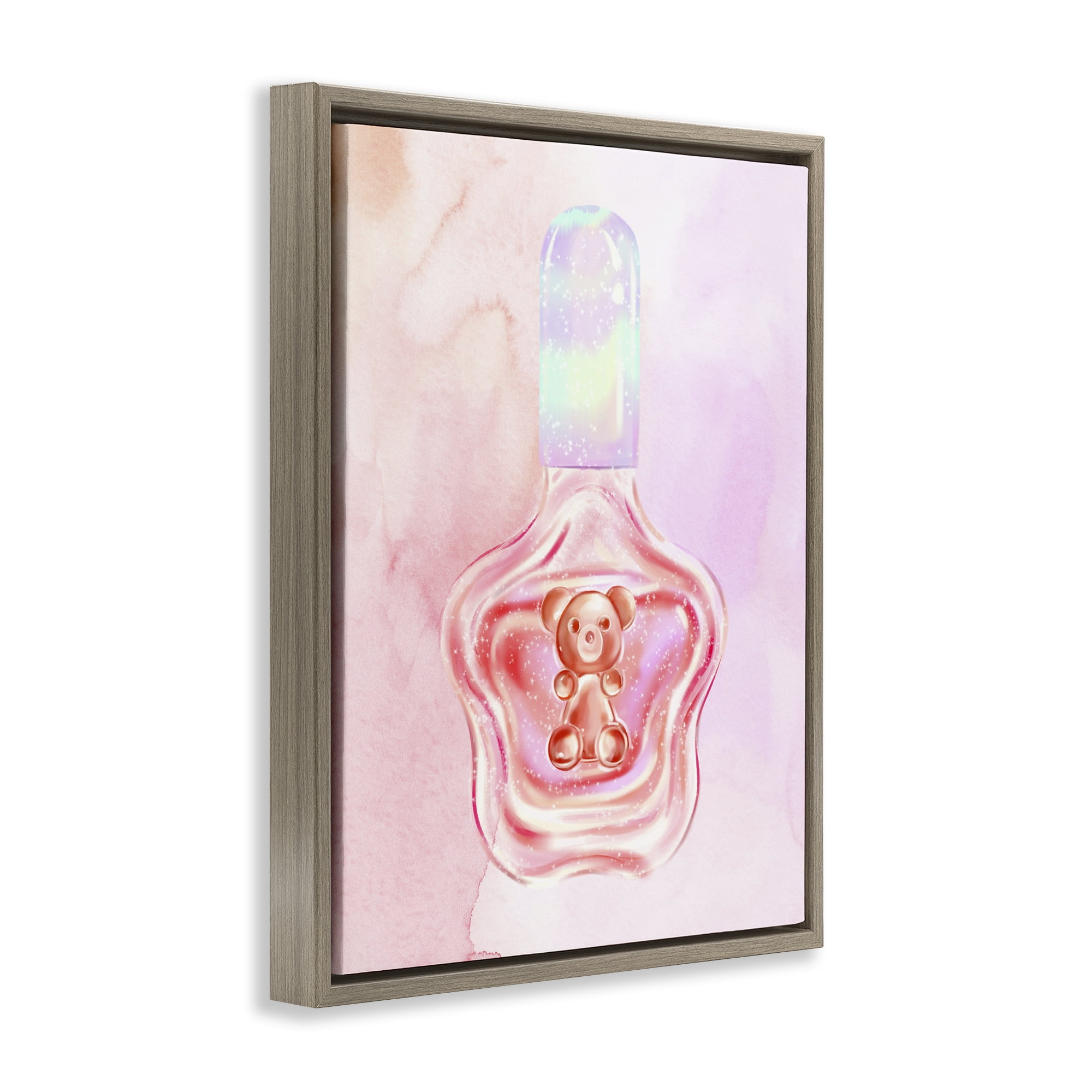 Stupell Industries Glam Bear Polish Beauty & Fashion Painting Brown Floater Framed Art Print Wall Art, 25 x 31