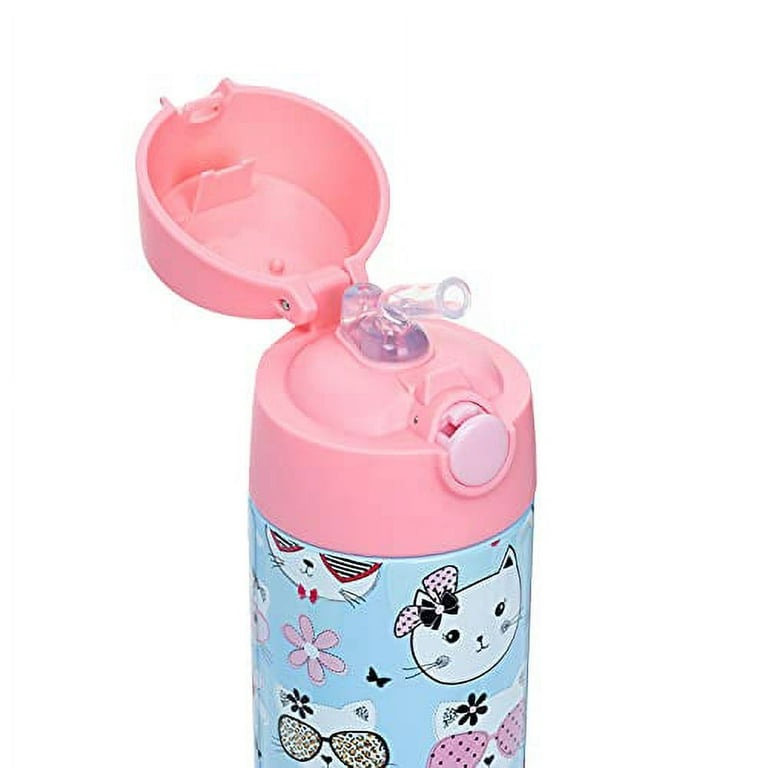 Snug Kids Water Bottle - insulated stainless steel thermos with straw  (Girls/Boys) - Pink Camo, 17oz