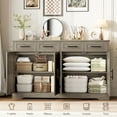 thumbnail image 3 of Homfa Farmhouse Buffet Cabinet with 4 Drawers and 4 Doors, 59" W Sideboard Buffet Storage Cabinet with Shelves, for Kitchen Living Room Bedroom, Wash Gray, 3 of 7