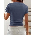 thumbnail image 6 of PRETTYGARDEN Summer Tops for Women Short Sleeve Lace Trim Slim Fitted Henley Tee Shirts Y2K Fashion Clothing, 6 of 7