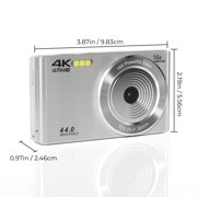 KEEPBERRY 4K Compact Digital Camera,Auto Focus 16x Zoom, 64GB TFCard, Lightweight, Silver, for Teens