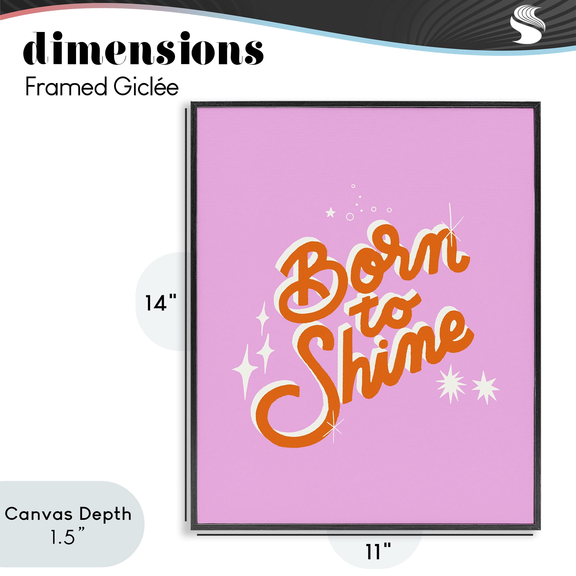 Stupell Industries Born To Shine on Pink Black Framed Giclee Art, design by Indira Prieto | IndySign
