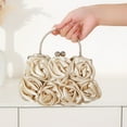 thumbnail image 2 of Sophisticated Rose Satins Evening Handbag for Prom and Dinners Elegant Metal Chain Strap Crossbody Bag Clutches Purse, 2 of 10