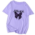 thumbnail image 1 of Gibobby Camisetas de verano para mujer Tie TOPs - Tinte Manga cuello impreso Fashion Colorido Mujeres O Mujer rubia mujer(Morado,XL), 1 of 3