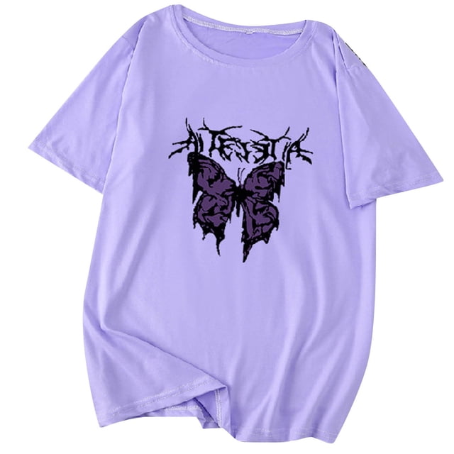 Gibobby Camisetas de verano para mujer Tie TOPs - Tinte Manga cuello impreso Fashion Colorido Mujeres O Mujer rubia mujer(Morado,XL)