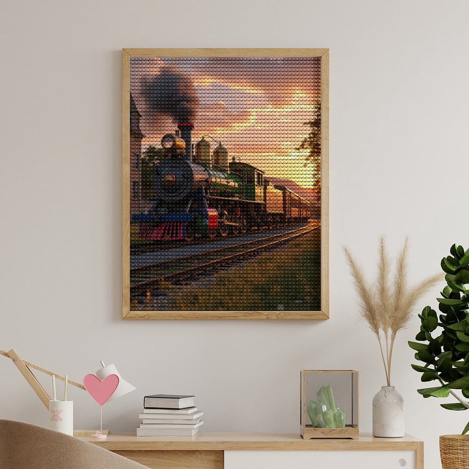 Diamond Art Kits for Adults, Train Sunset Railway Journey 5D Diamond Painting Kits for Adults Beginners, DIY Full Drill Diamond Painting, Gem Art and Crafts 12x16