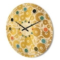 thumbnail image 3 of Designart 'Golden Floral Retro I ' Mid-Century Modern Wood Wall Clock, 3 of 5