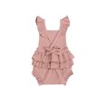 thumbnail image 2 of Xingqing Newborn Baby Girl Ruffle Outfit Summer Sleeveless Backless Ribbed Basic One Piece Romper Bodysuit Jumpsuit, 2 of 7