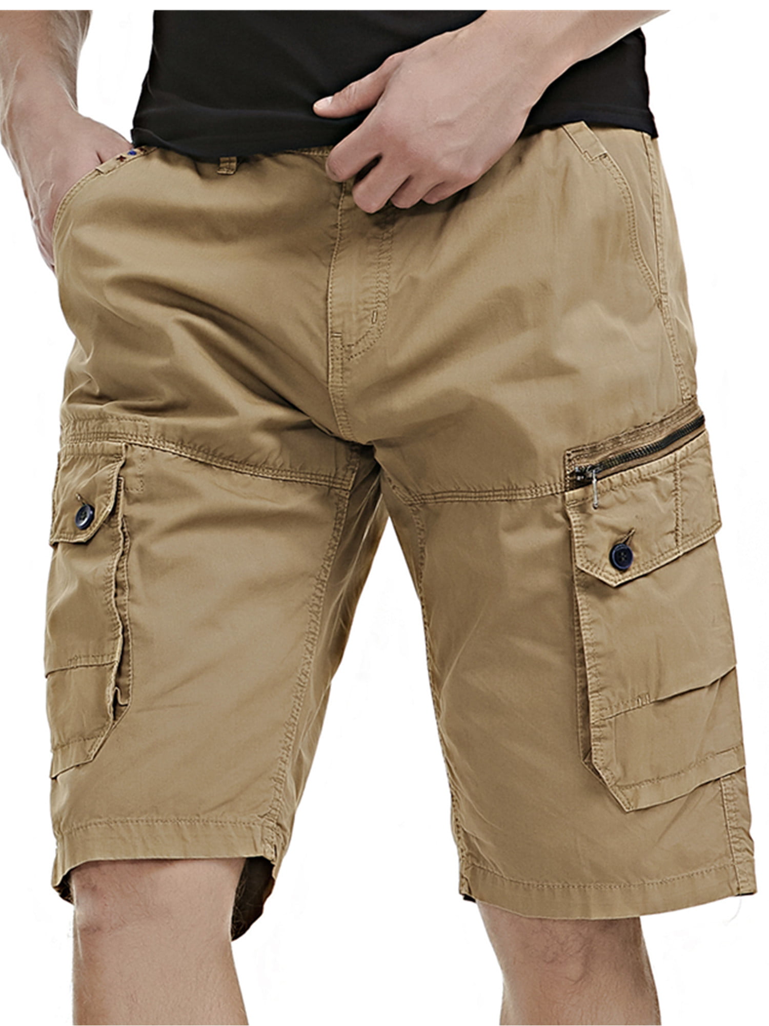 EKLENTSON Mens Outdoor Stretch Waist Thin Quick Drying Shorts Lightweight Slim Fit Cargo Shorts No Belt 