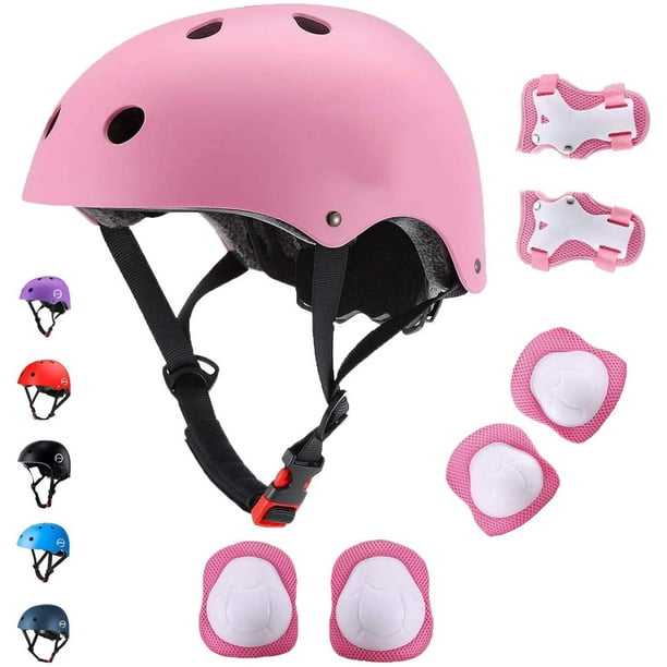 Xiang Set Of 7 Kids Helmet And Knee Pads Boys Girls Kids Protective Gear Set Adjustable Kids Skating Helmet Knee & Elbow Pads For Cycling, Skating, Sk