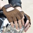 thumbnail image 1 of Mesh Half Finger Gloves Leather Fingerless Gloves Motorcycle Riding Handguard Non-slip Breathable Driving Gloves Accessories, 1 of 10