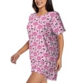 thumbnail image 2 of Naloa Cute Watermelon Flamingo Women's Short-Sleeved Pajama Set, Loungewear, Summer pajamas, Breathable Cozy - Small, 2 of 9