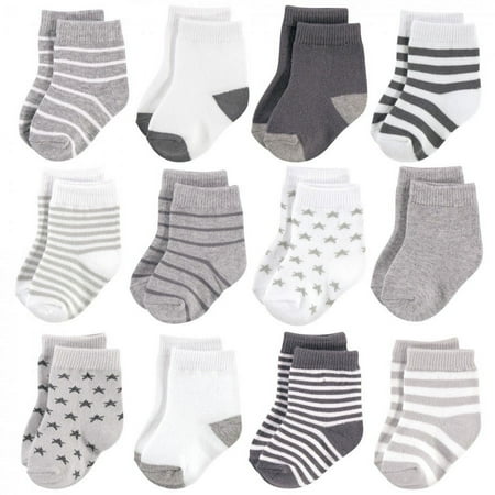 UPC: 0660168534351 | Hudson Baby Infant Unisex Cotton Rich Newborn and Terry Socks  Gray White Star  0-6 Months