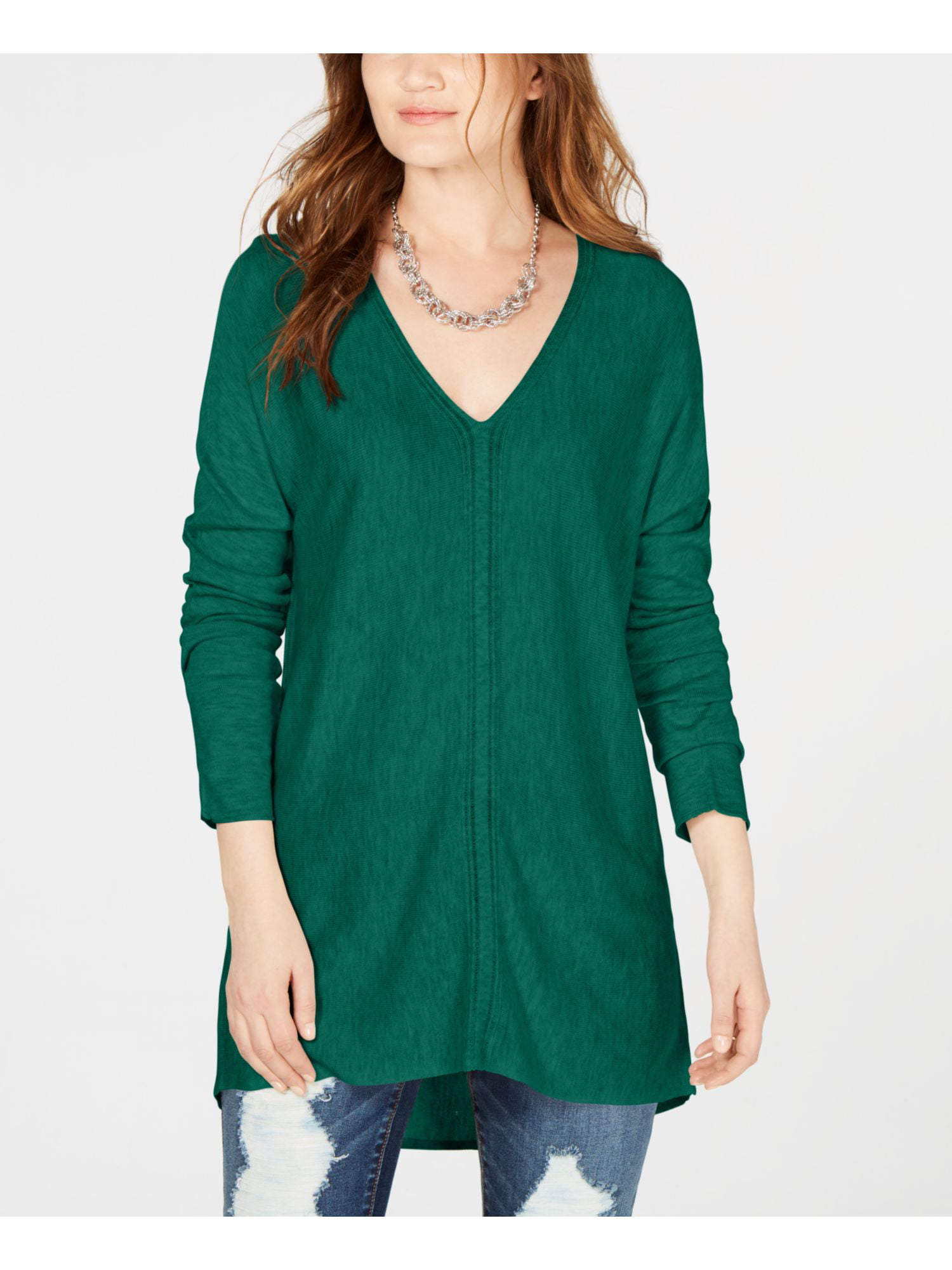 Inc Inc Womens Green Long Sleeve V Neck Tunic Sweater Size M Free